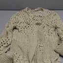 Women Crochet Cardigan Lightweight Tie Front Hollow Out Long Sleeves Summer Knit Cover Cardigans (Large, Khaki)
