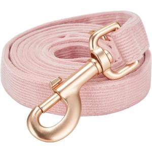 Soft Cotton Dog Leash, 5 Ft Heavy Duty Corduroy Dog Leashes with Gold Metal Hook for Small Medium Large Dogs,Medium,Light Pink