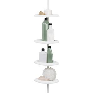 Zenna Home 4 Tier Tension Pole Shower Caddy Plastic Corner Pole Adjustable Shelves 5-8ft White