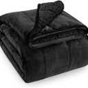 Wemore Sherpa Fleece Weighted Blanket for Adult 15 lbs Dual Sided Cozy Fluffy Heavy Blanket,Ultra Fuzzy Throw Blanket with Soft Plush Flannel Top,60 x 80 inches Black on Both Sides