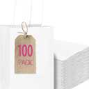 Qiqee 100Pcs Mini White Paper Gift Bags with Handles Bulk 4.5"2.5"6" Gift Bags Multiple Uses