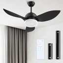 ROMASS Ceiling Fan with Lights Remote, LED Black Ceiling Fans 38" with Quiet DC Reversible Motor 6-Speeds Dimmable Light Ceiling Fan Indoor/Outdoor for Bedroom, Kitchen, Dining Room, Patio