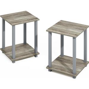 Furinno Turn-N-Tube Easy Assembly Stackable Bookcase, Bookshelf, French Oak/Grey