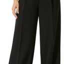 Women's Wide Leg High Waist Loose Palazzo Office Dress Pants with Pockets Work for Women Business Casual (Black) S