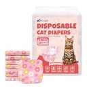 Pet Soft Disposable Cat Diapers - Diaper for Female & Male Cats, Puppy Diapers Super Absorbent, Fit for Dogs in Heat Period or Urine Incontinence, 24pcs (S, Pink)