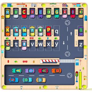 Magnetic Alphabet Maze Letter Puzzle Board, NOWRICH Montessori Toys for 2 3 4 5 Year Old Boy and Girl, Magnet Alphabet Learning Car Parking Maze Toys for Kids 3-5, Birthday Gifts for Toddler