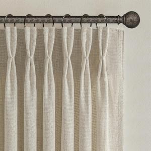 Light Brown Natural Linen 100 Inch Patio Curtains for Sliding Glass Door, Neutral Pinch Pleated Light Filtering Bedroom Sheer Aesthetic Windows Curtain Back Tab 2 Panels Set Taupe Beige Drapes 8-1/3FT