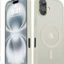 YENAPOON for iPhone 17 Case, Matte Magnetic Phone Cover [with 1 Screen Protector] [Support for MagSafe] [Shockproof Military Grade Protection] Translucent Frosted Back, Cream White