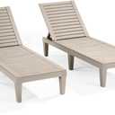 Nestl Lounge Chair Outdoor, Tanning Chair, Chaise Lounge Outdoor Set of 2 | 5 Adjustable Positions, Waterproof & Weatherproof Resin, Reclining & Lightweight, For Poolside, Beach, and Lawn, Sand Beige