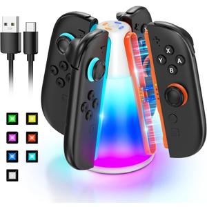 Controller Charger Dock for Nintendo Switch 2 2025 for Joycon 2, 4-in-1 Magnetic Dual Direction Fast Charging Stand Station with 10 RGB Light Modes for Switch 2 Accessories