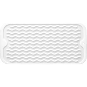 Silicone Dish Drying Mat for Multiple Usage, Easy clean, Eco-friendly, Heat-resistant Dish Drainer Mat for Kitchen Counter,Sink,Refrigerator or Drawer liner (12" x 6", White)