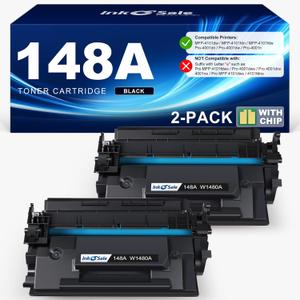 INK E-SALE 148A Toner Cartridge Black 4001n 4101fdw (with Chip) Compatible Replacement for HP 148 148A 148X W1480A W1480X for HP Pro MFP 4101fdw 4101fdn 4001dw 4001dn 4001n Printer (2 Pack)