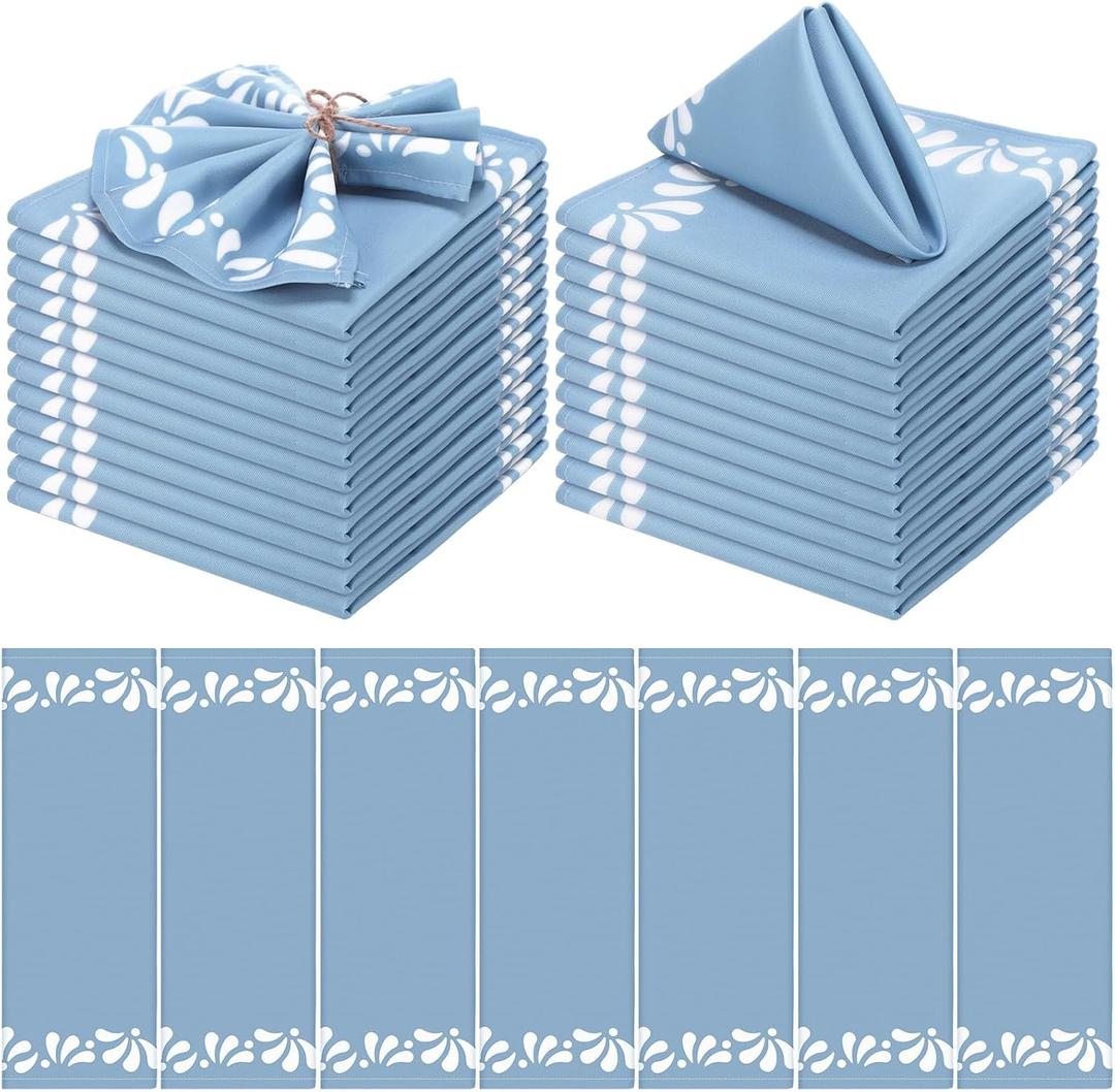 Boao 24 Pcs Cielito Lindo Baby Shower Party Cloth Napkins Servilletas De Tela Para Baby Shower Mexicano Disposable Hand Napkins for Mexico Fiesta Cinco De Mayo Themed Party Lunch Dinner(Blue)