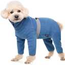 Polar Fleece Dog Pajamas Bodysuit - Small to Medium Dogs, Winter Jacket & Sweater for Small Dogs, Four-Legged Warm Clothes (Blue)