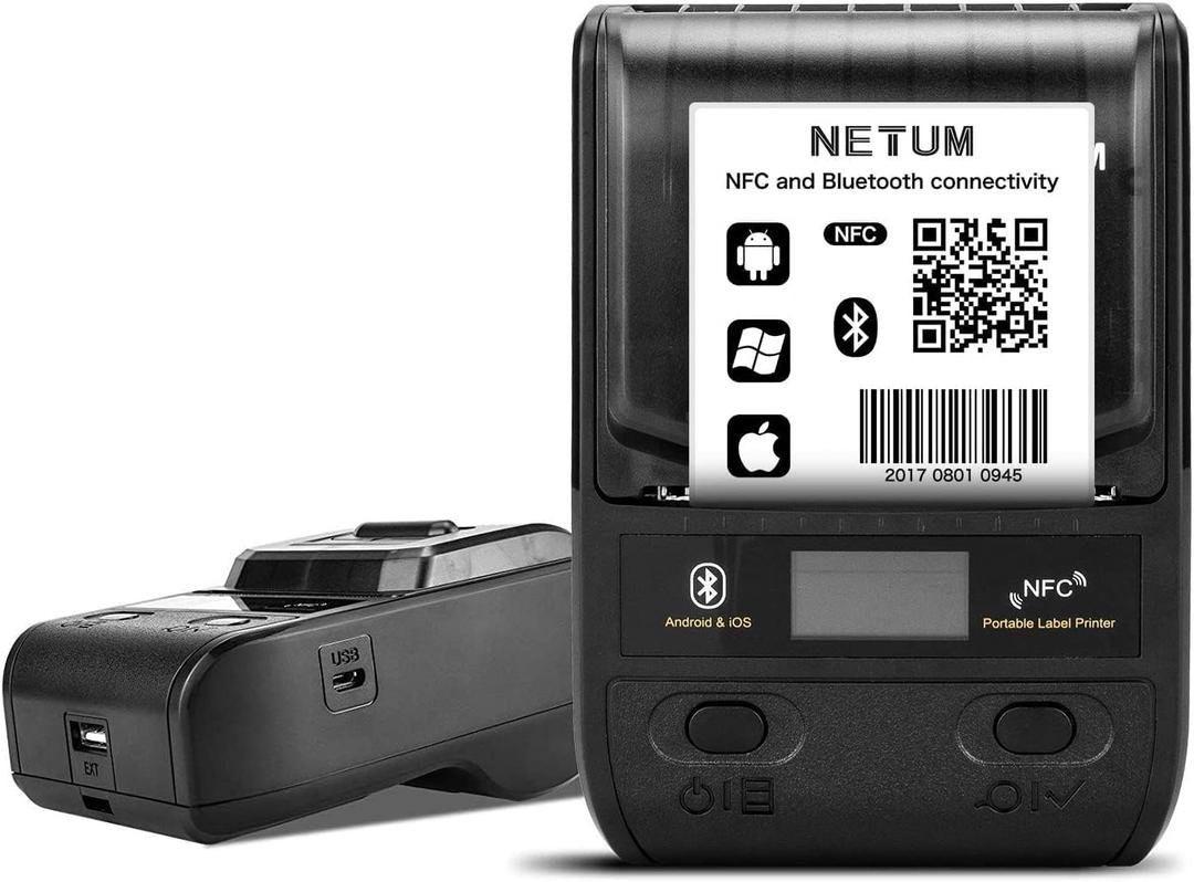 NETUM Label Maker - Bluetooth Thermal Label Printer Portable Barcode Printer Apply to Clothing, Jewelry, Retail, Mailing, Barcode, Compatible for Android & iOS System