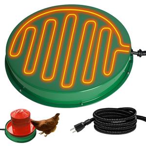 Chicken Water Heater for Winter, 125W Poultry Waterer Heated Base 31.4cm / 12.4in for Metal or Plastic Drinkers 15 Gallon, Freeze Proof Thermostat Deicer Chicken Drinker Heater (Green)