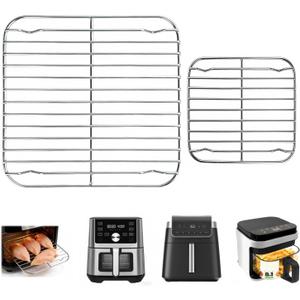 2PCS Square Air Fryer Rack, Uncoated Food Grade 18/8 Stainless Steel Compatible with Cosori, Instant Vortex 6OTXL, Gourmia GAF798 GAF716, Chefman, Ninja Foodi Grill AG301/AG302/AG400 and More