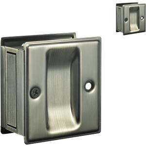 HOMOTEK 2 Pack Privacy Pocket Door Pull Without Switch Plate - Replace Old Or Damaged Passage Sliding Hardware No Lock Quickly and Easily, 2-3/4x2-1/2, for 1-3/8 Thickness Door, Antique Brass