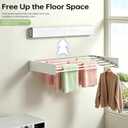 32in Wall Mounted Drying Rack Foldable Retractable 60lbs 5 Rods