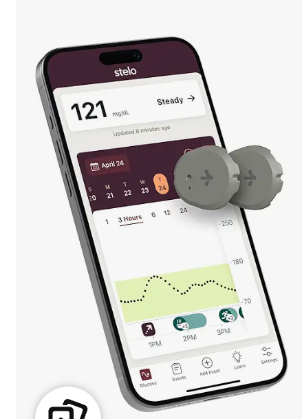 Stelo Glucose Biosensor & App by Dexcom  A Leader in Continuous Glucose Monitoring (CGM). 24/7 Tracking & Personalized Insights to Reveal Patterns. 2Pack (Up to 15 Days Each). iOS & Android.