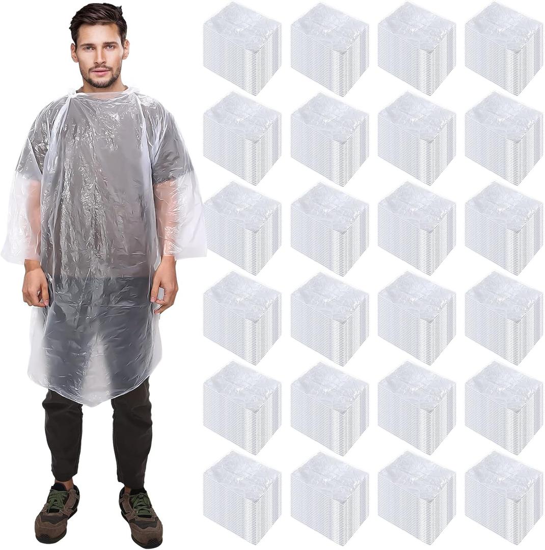 Pasimy 150 Pcs Disposable Rain Ponchos Bulk for Adults Emergency Ponchos with Hood for Man Women Travelling Camping Hiking (Clear)