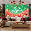 Christmas Garage Door Banner 13x6ft Sweet Merry Christmas Candy Land Green Theme Backdrop Banners for Outside Indoor Winter Door Cover Garage Wall Covering for Party Garage Decorations