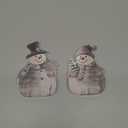 Menkxi 2 Pcs Christmas Snowman Figurines Snowy Glitter Snow Man Decorative Statue Wooden Snowman Couple Tabletop Decoration Set for Winter Holiday Table Centerpieces Xmas Gift Party Supplies