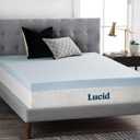 Lucid 4 Inch Memory Foam Mattress Topper, California King Size  Cooling Gel Bed Topper  Preassure-Relieving Ultra Plush Feel  Ventilated Breathable Design  CertiPur Certified - Dorm Essentials