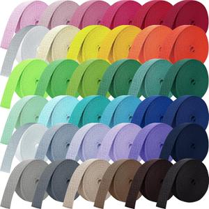 Windyun 36 Rolls Heavy Cotton Webbing 1 Inch 118.8 Yard 36 Color Mixed Polyester Cotton Webbing Strap Tote Bags Leash Straps for Making Bag Handles, Cloth Belt, Crafts Outdoor Accessories Supplies