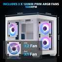 darkFlash ITX PC Case, Pre-Install 3 PWM ARGB Fans Computer Case, Full View Dual Tempered Glass ITX Case, Mini Size, Supports 240mm AIO(C275P) (White)