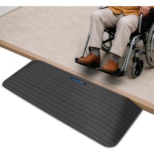 Ruedamann 2 Rise Threshold Ramps for Doorways, 2200 Lbs Load Capacity Wider Non-Slip Rubber Threshold Ramp, Portable Wheelchair Ramp for Home Steps, Curbs, Strollers, Power Scooters, Cuttable
