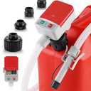 SKYJDM Fuel Transfer Pump with Auto-stop Sensor and 4 Tank Adapter, 3.2GPM 51" Hose Battery-Powered Portable Gas Can Pump for Gasoline & Diesel Oil (Red)