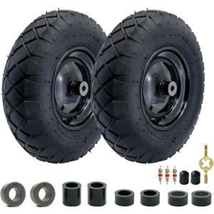 2-Pack of 4.80/4.00-8"Wheels,16" Pnuematic Tires,Steel Rim and 5/8"or 3/4" Axle Bore Hole,3-6" Centered Hub for Wheelbarrows,Garden Carts,Dump Cart,Utility Wagon and MoreAll Purpose Utility Tire