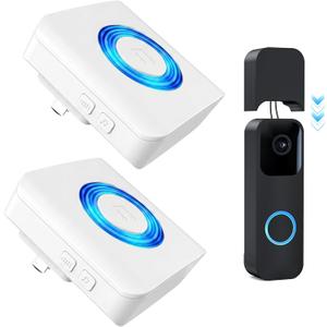 Wireless Doorbell Chime for Blink Video Doorbell (1st & 2nd Gen), Video Doorbell Extender with Wired Transmitter & Plug-in Receiver, 58 Melodies, 5 Volume Levels, Indoor Chime (1 Extender 2 Chime)