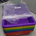 Hoteam 10 Pcs Flat Storage Organizer Tray Bin Letter Size Paper Tray for Classroom Plastic Stackable File Organizer for School Office Teacher Book Organization Multicolor, 13.78 x 9.84 x 3.15 Inch