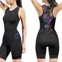 Women's Triathlon Suit One-Piece Sleeveless Tri Suit Padded Quick-Dry Slimming for Running Swimming Cycling (Medium, Black-purple)