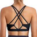 RUNNING GIRL Strappy Sports Bra for Women Sexy Crisscross Back Light Support Yoga Bra with Removable Cups (Medium, 2-jet Black)
