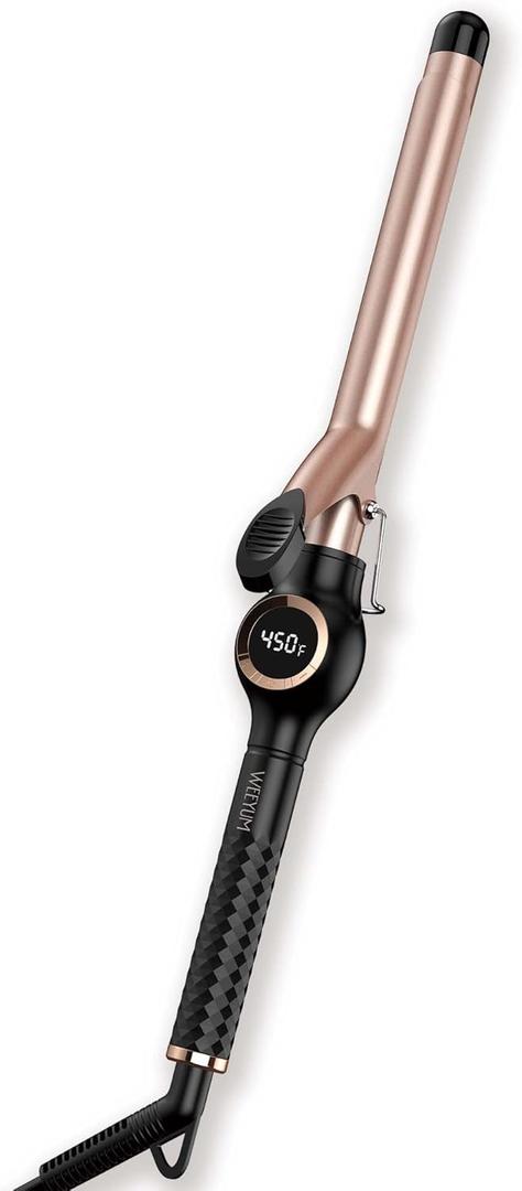 Curling Iron 3/4 Inch, Long Barrel Curling Wand for Long Hair, Ceramic Tourmaline Hair Curling Iron for Small Curls, Double Voltage(100-240V) (Black)