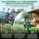 2026 Upgraded Solar Ultrasonic Bird Repellent Devices Outdoor Woodpecker Deterrent for House with Motion Sensor & Reflectors & Flash Light Scare Birds Away Waterproof Pigeon Repellent for Garden Farm