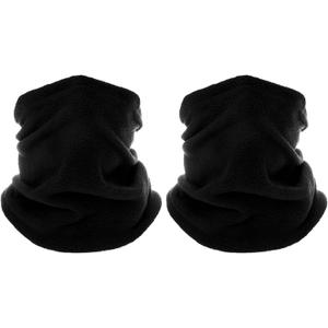 2 Pack Winter Neck Warmers Face Mask for Men Women Fleece Neck Gaiter Mask Face Cover Balaclava Scarf (Black)