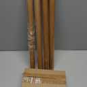 QDWIS Wood Curtain Rods for Windows 48 to 84 Inch,1'' Diameter Drapery Rods with Imitation Wood Grain Leaf Pattern Finials,Boho Adjustable Heavy Duty Curtain Rods Set,36-88'',Color:Natural Wood