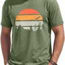 Runcati Mens Short Sleeve T-Shirts Casual Graphic Printed Tee Tops Crewneck Summer Beach Hawaiian Vintage Shirt Size XL