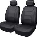 Flying Banner car seat Covers Protects Water Proof Faux Leather Carbon Fiber Fronts Solid Black (Solid Black, Front Pair)