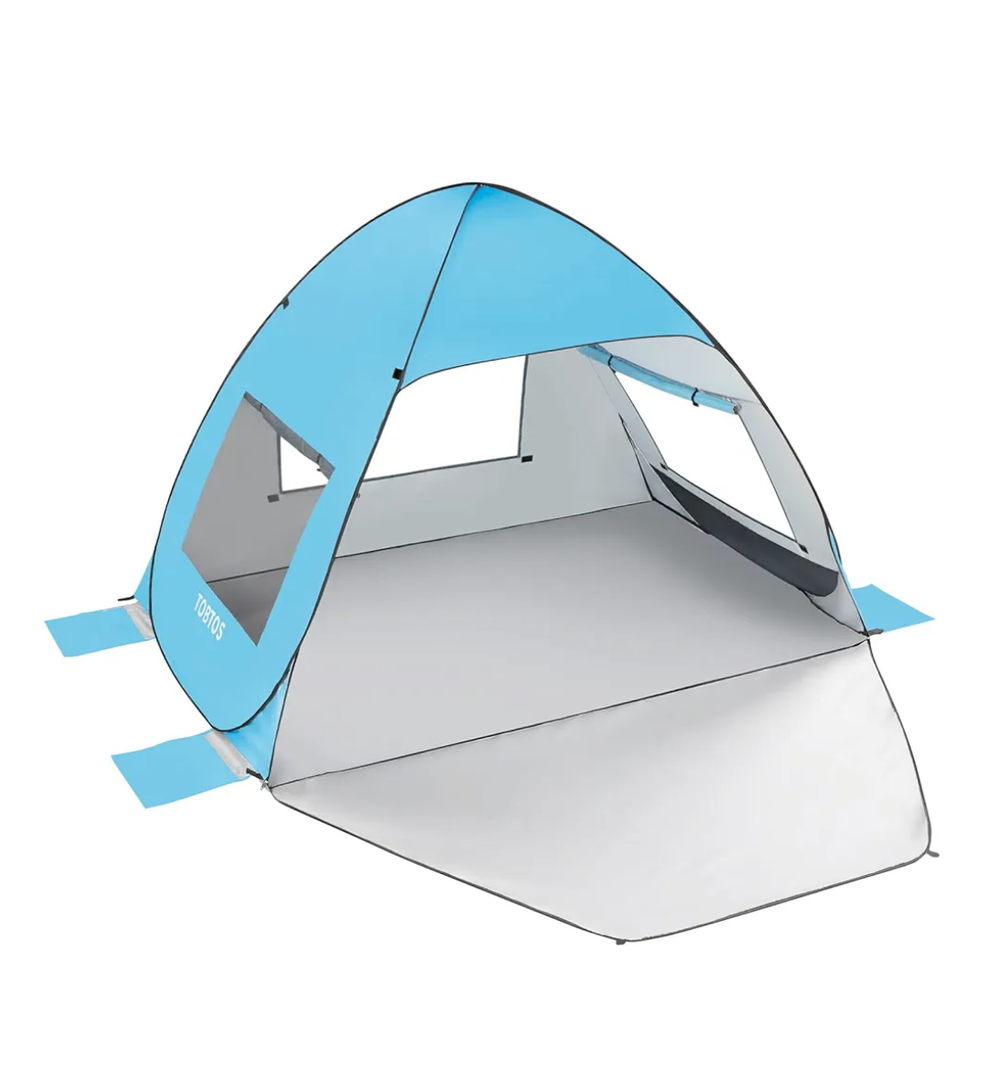 TOBTOS UPF 50+ Pop Up Beach Tent, Easy Set Up Beach Umbrella, Sun Shelter for 2-3 People UV Protection Portable Sunshade, Baby Canopy Cabana, Lightweight with Carry Bag