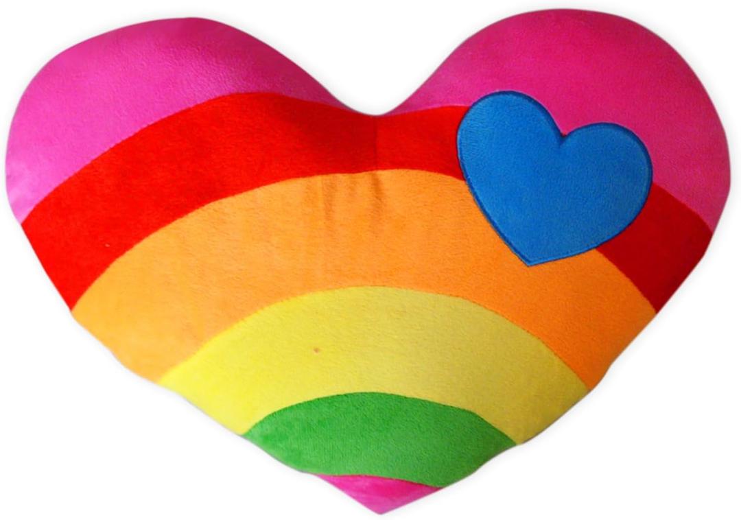 17.7"X13.8"Heart Pillow Stuffed Rainbow Heart Shaped Throw Pillow Plush Toy Gifts