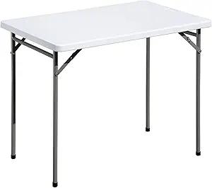 Folding Table 3ft Rectangular All-Occasion Plastic Folding Event Table for Indoor and Outdoor, Portable Desk, Camping, Durable and Stable, HDPE and Steel, Wide Application