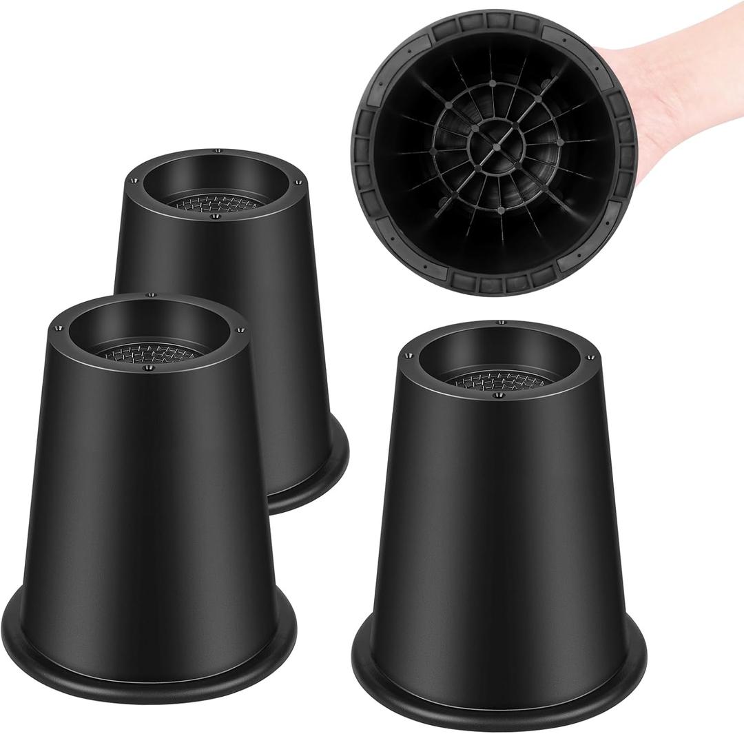 Bed Riser/Furniture Lift Bed/Bed risers/Furniture Lifter/Table risers/Frame Risers Create Under Bed Storage Heavy Duty for Furniture Height Adjustment Round Black (4 Pack, New 6 Inch)