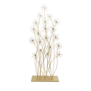 22" x 60" Gold Metal Tall Floral Sculpture with Crystal Embellishments, by DecMode