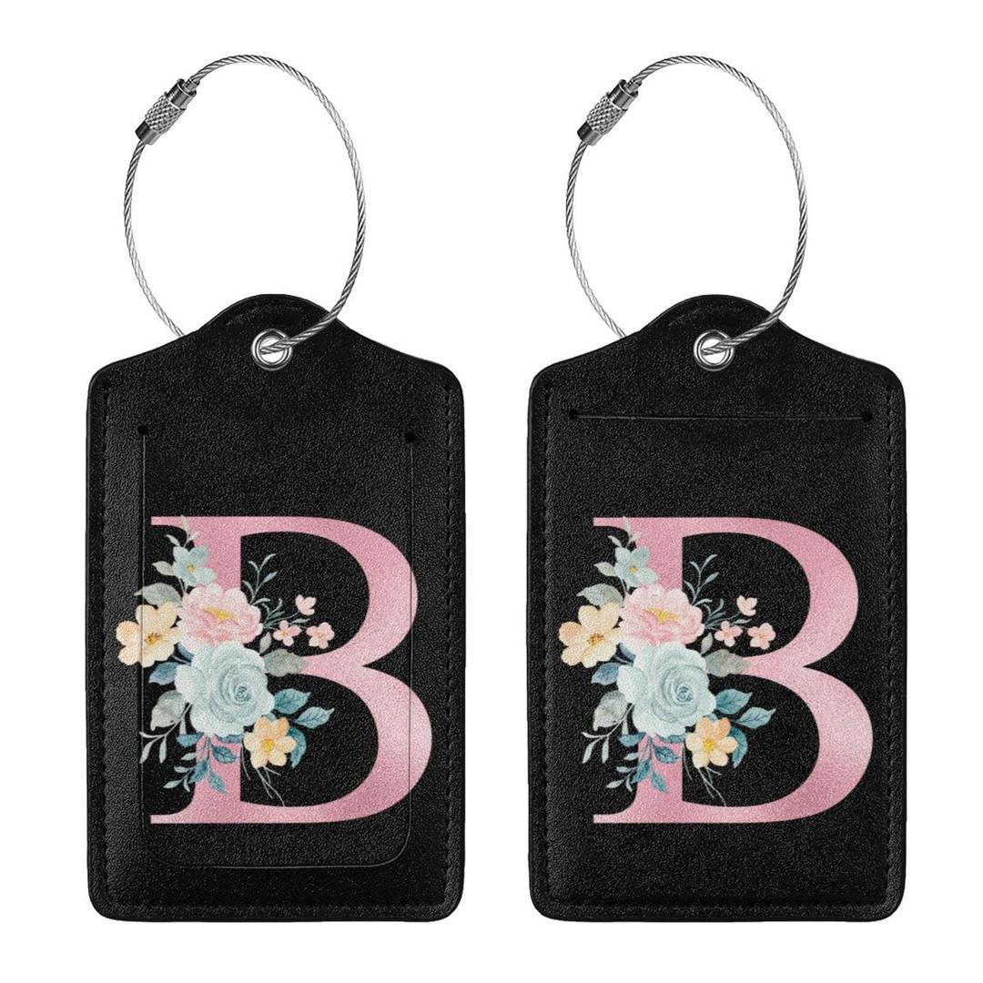 2 Pcs Letter B Luggage Tags for Suitcase, Unique Letters Tag, Travel Gifts for Privacy Cover ID Label with Stainless Steel Loop and Address Card