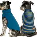 KYEESE 2Pack Dog Sweater Warm Dogs Clothes Pets Sweatshirt Soft Turtleneck Small Pets Sweaters Pet Coats Stretchy Dog Sweaters for Small Dogs Male (Large (12-18lbs), 2# Stripe+Navyblue)